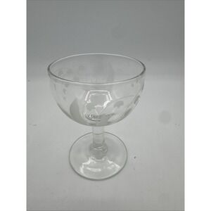 Vintage Etched Glass Cordial Coupe Stem After-Dinner Liqueur Glass 3.5"